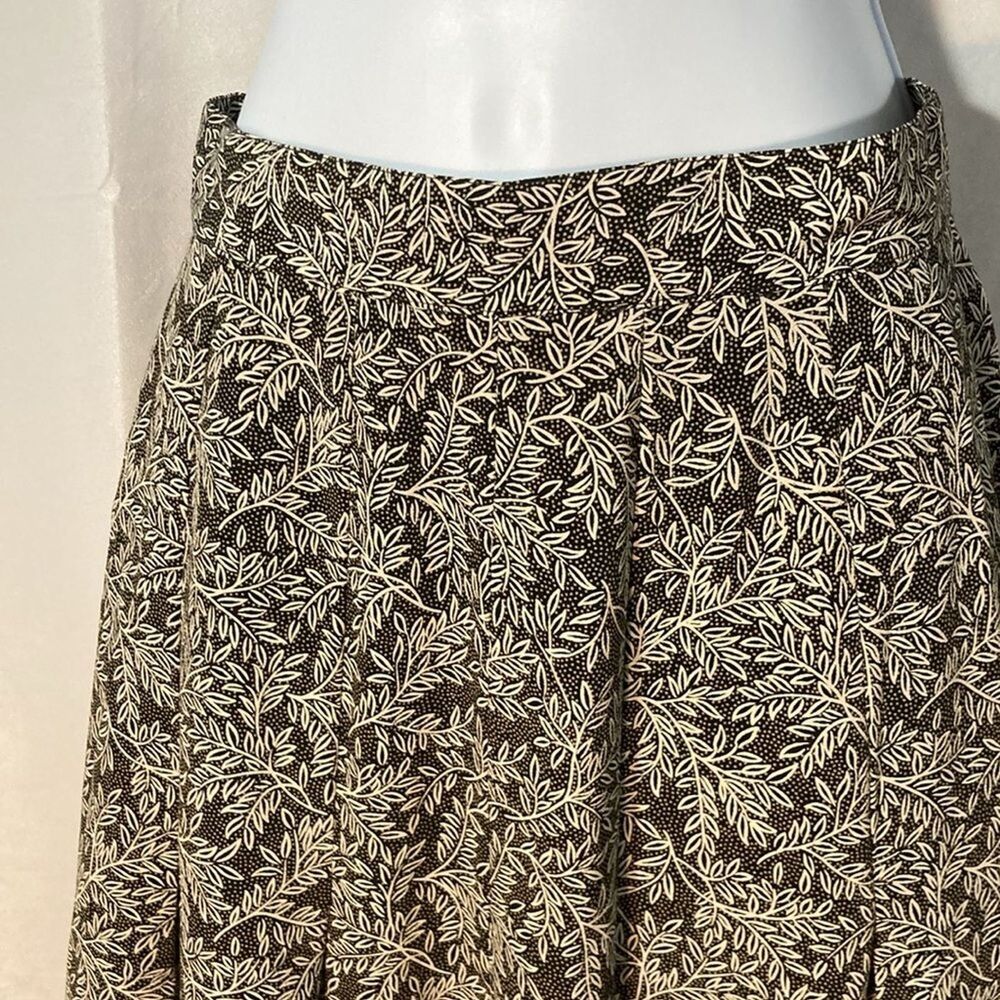 LIZ CLAIBORNE black tan white floral a-line midi skirt 6 - Picture 2 of 7
